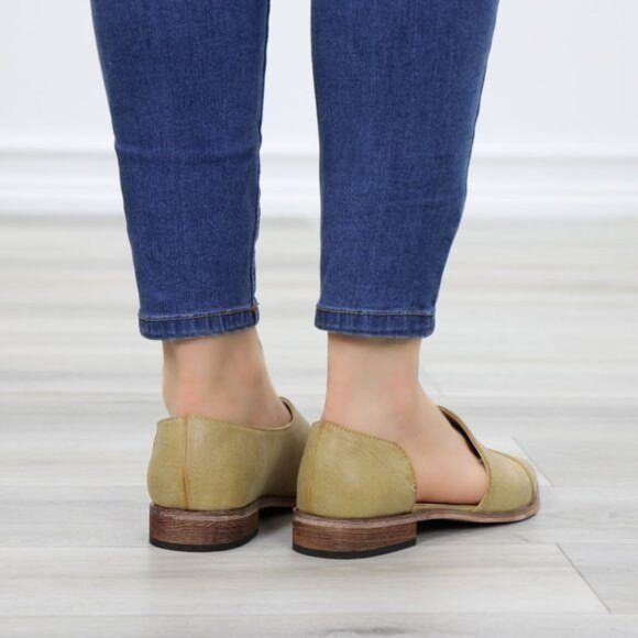 Slip On Casual Flat Loafers Pointed Toe Opened Side Women's Beige - Picture 6 of 9